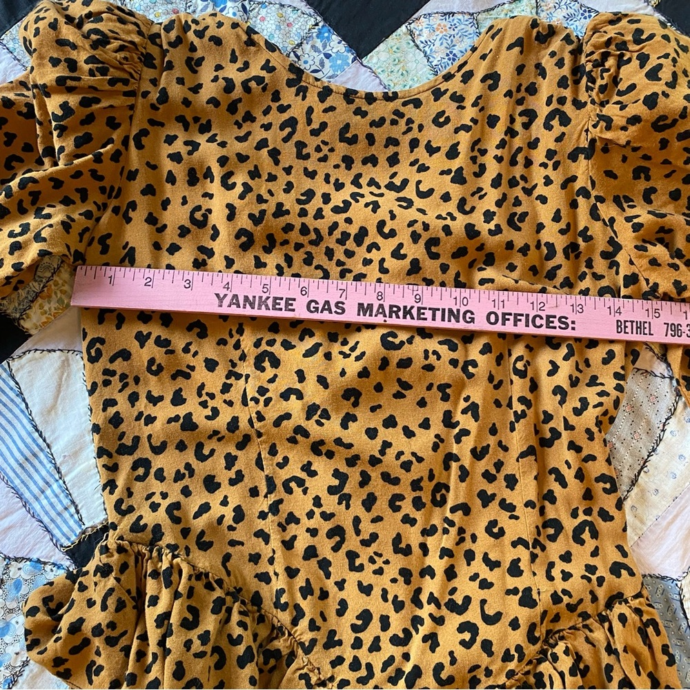🎈SOLD🎈VINTAGE Milanzo 80s Leopard Print Ruffled Bottom Midi Dress 5/6 Puff